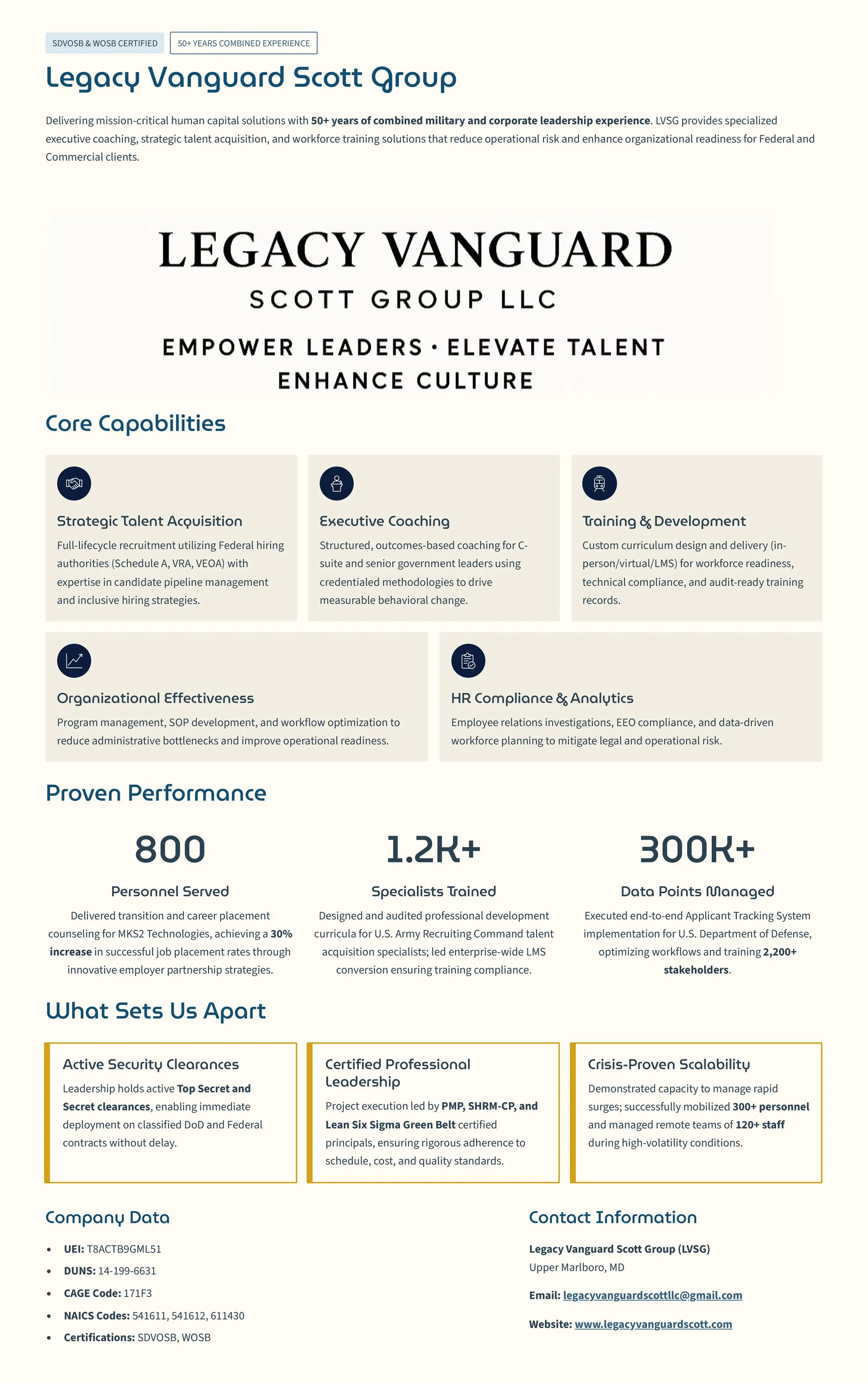 Legacy Vanguard Scott Group capabilities statement